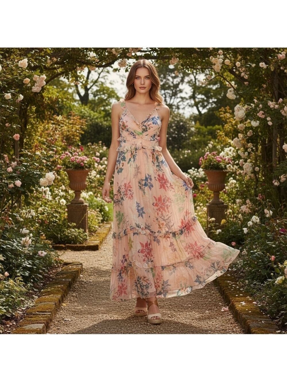 Nicole Miller floral maxi dress size 6